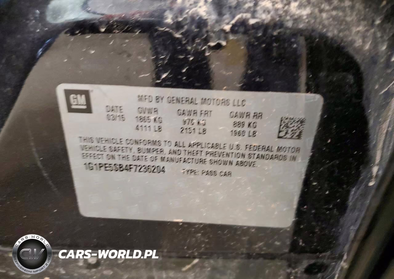 2015 Chevrolet Cruze Lt VIN:1G1PE5SB4F7236204 - 12