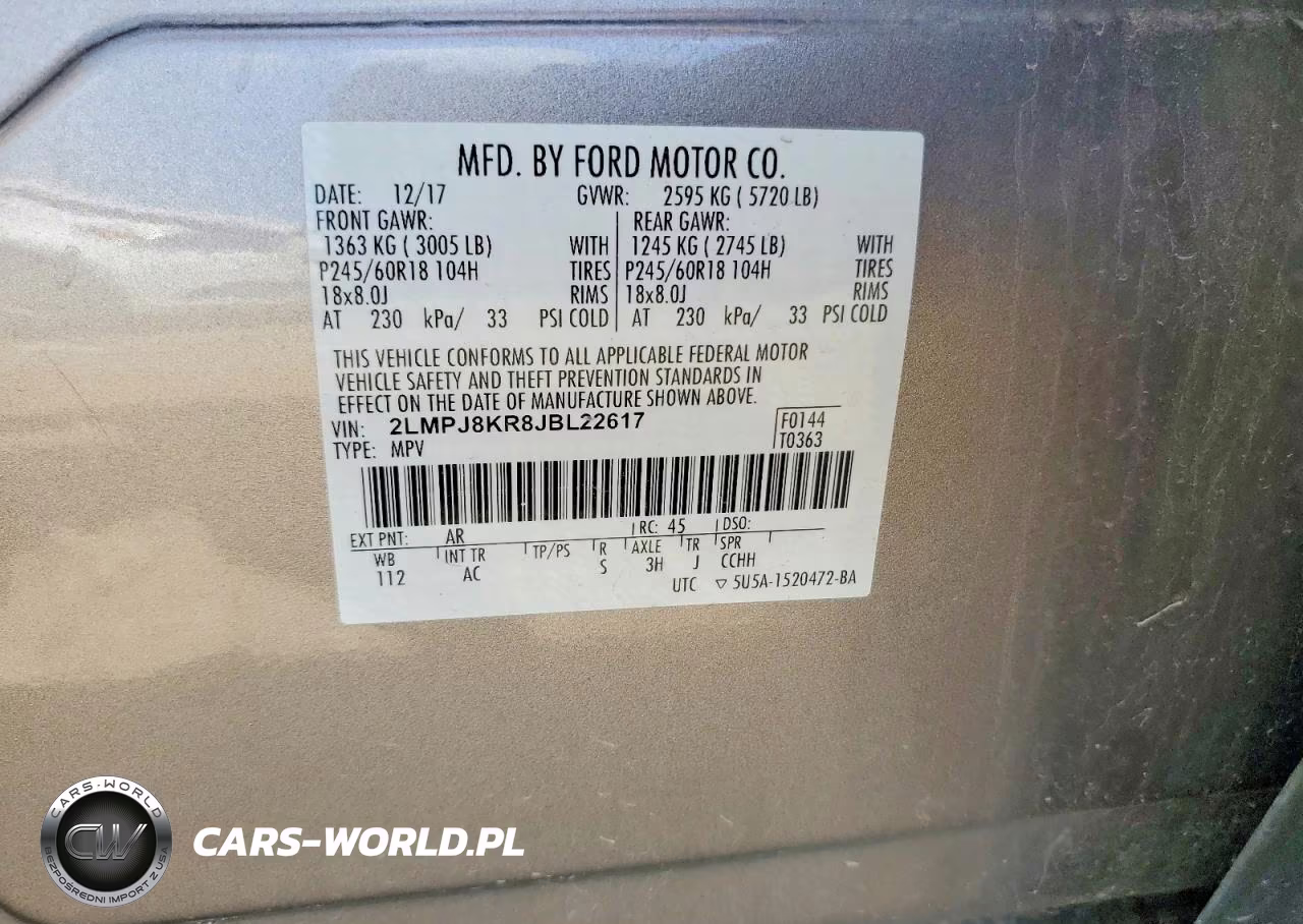 2018 Lincoln Mkx Select VIN:2LMPJ8KR8JBL22617 - 13