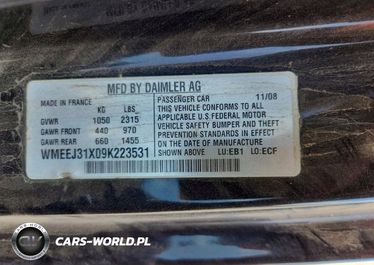2009 Smart Fortwo Pure VIN:WMEEJ31X09K223531 - 12
