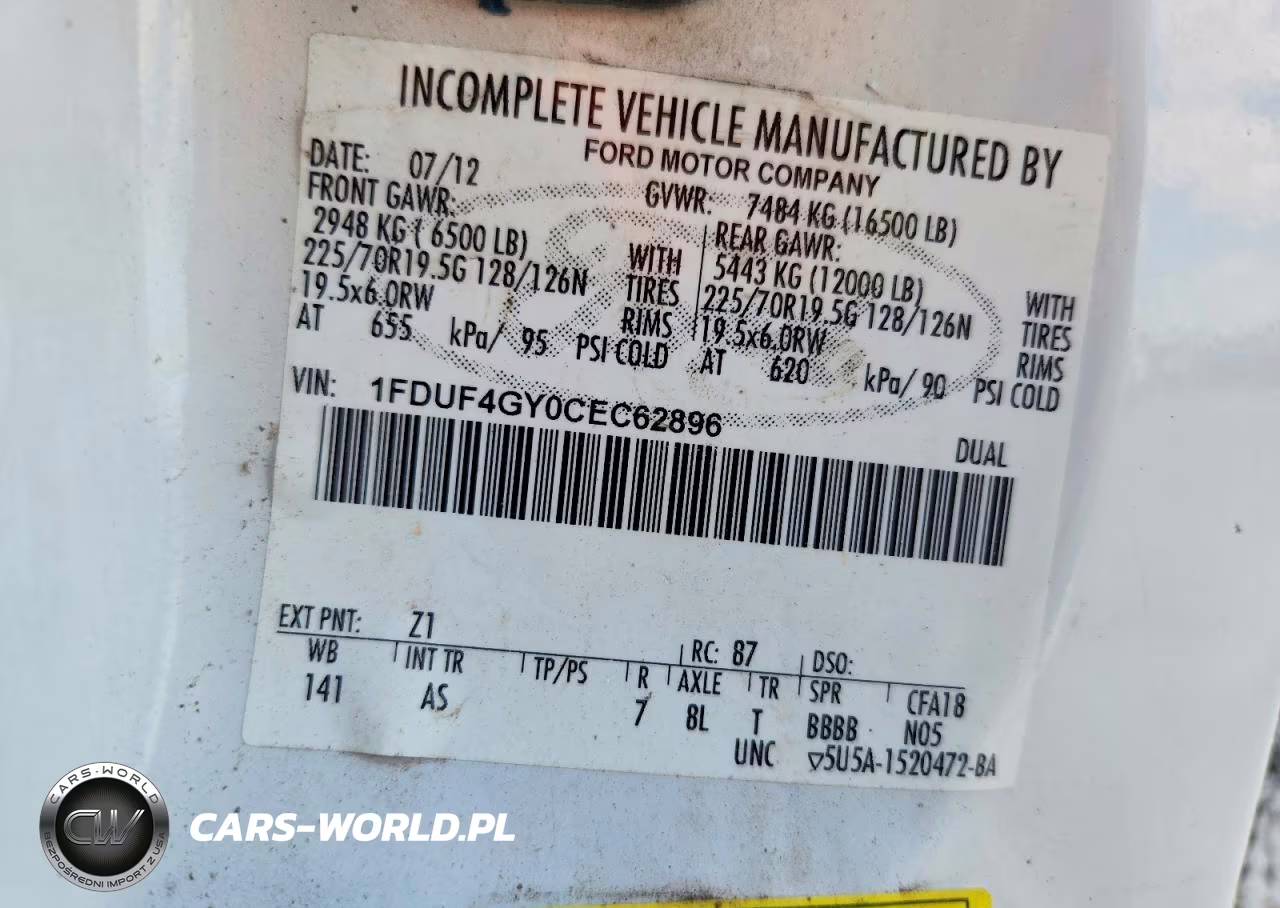 2012 Ford F450 Super Duty VIN:1FDUF4GY0CEC62896 - 12