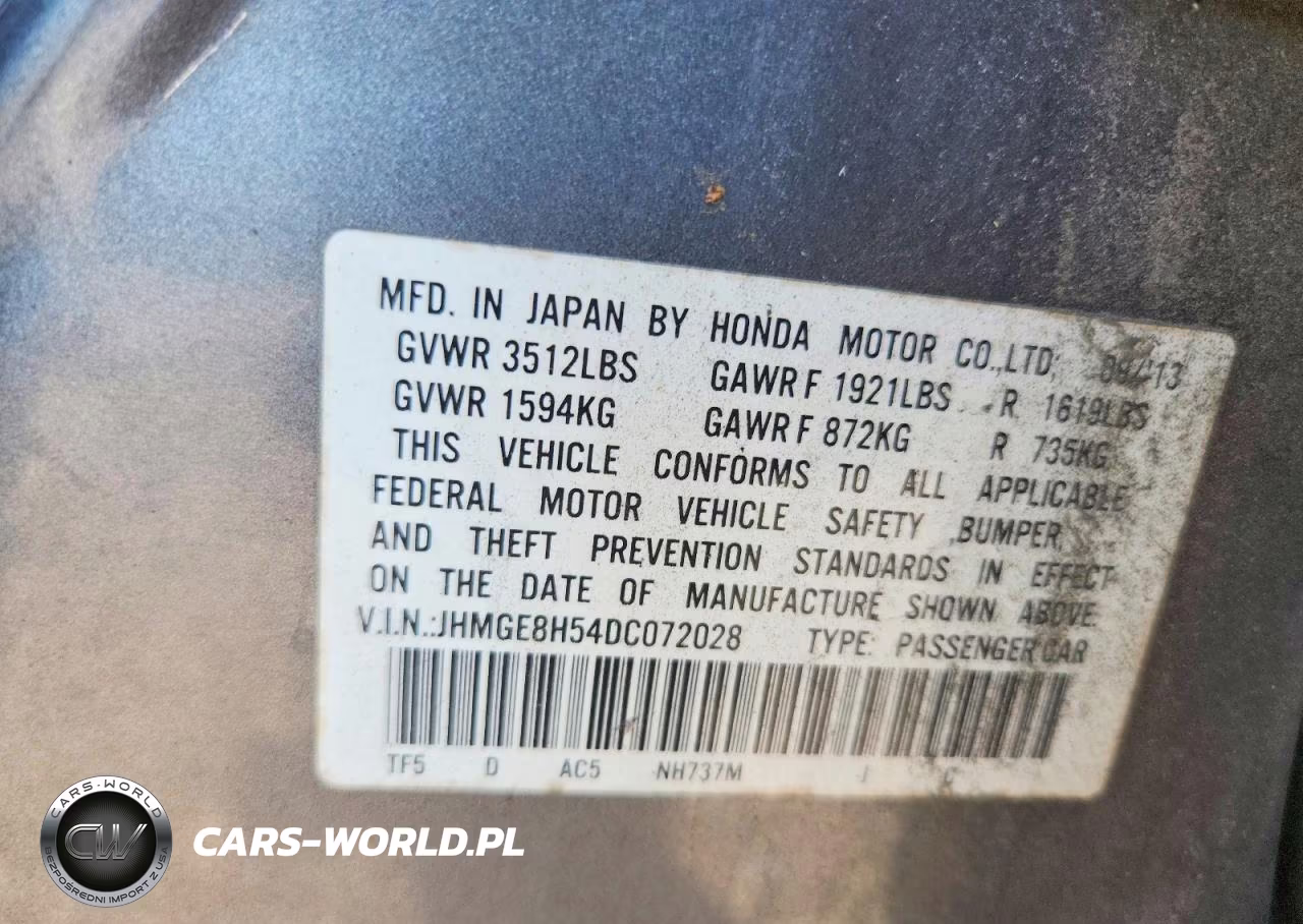 2013 Honda Fit Sport VIN:JHMGE8H54DC072028 - 13