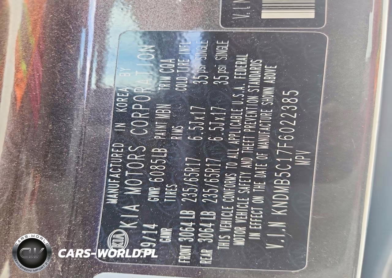 2015 Kia Sedona Lx VIN:KNDMB5C17F6022385 - 13