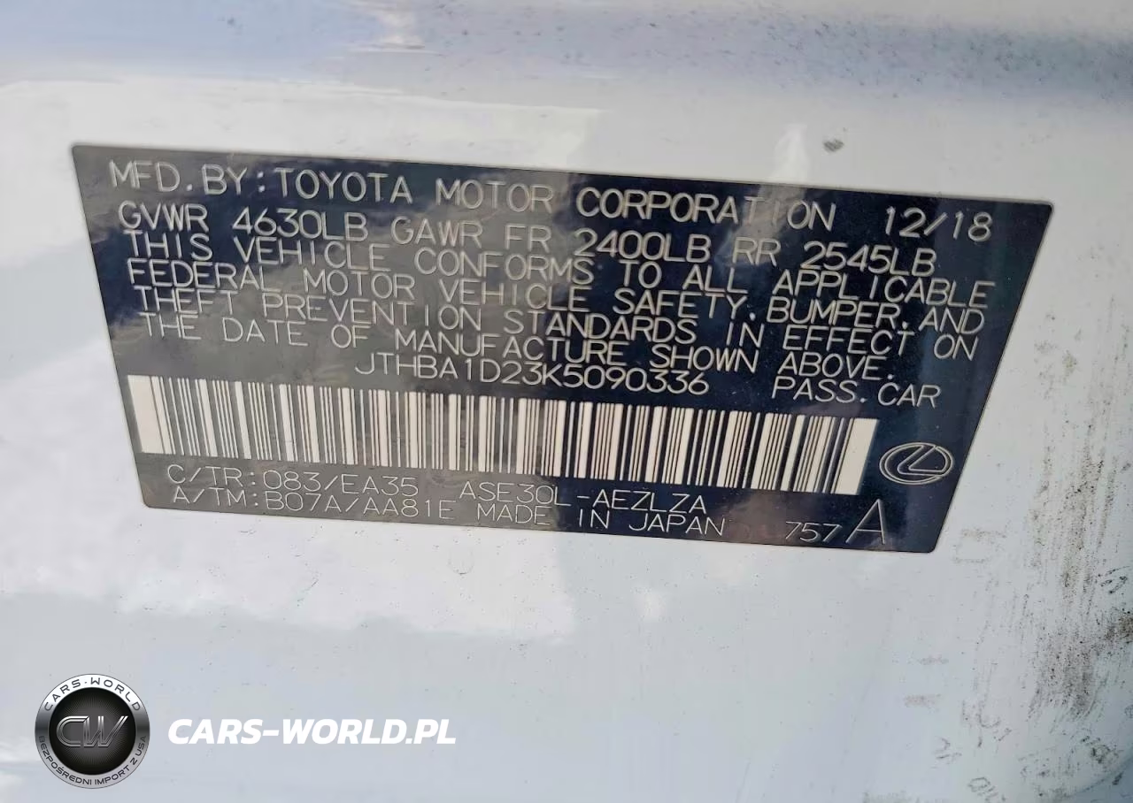 2019 Lexus Is 300 VIN:JTHBA1D23K5090336 - 12