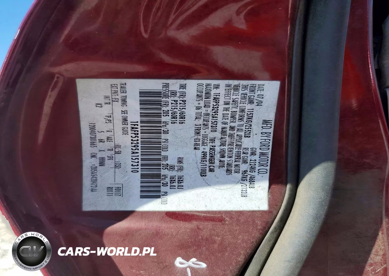 2005 Ford Taurus Se VIN:1FAFP53295A157310 - 12
