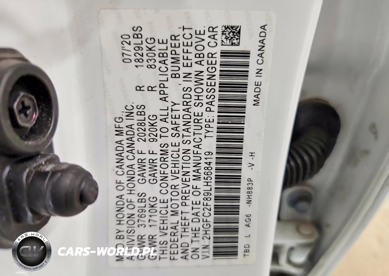 2020 Honda Civic Sport VIN:2HGFC2F89LH568419 - 12
