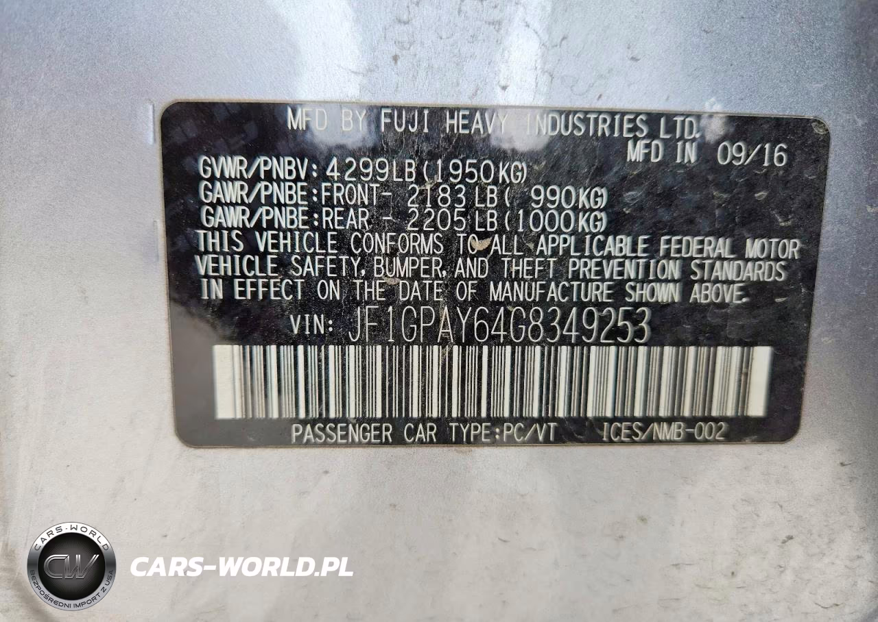 2016 Subaru Impreza Sport Limited VIN:JF1GPAY64G8349253 - 12