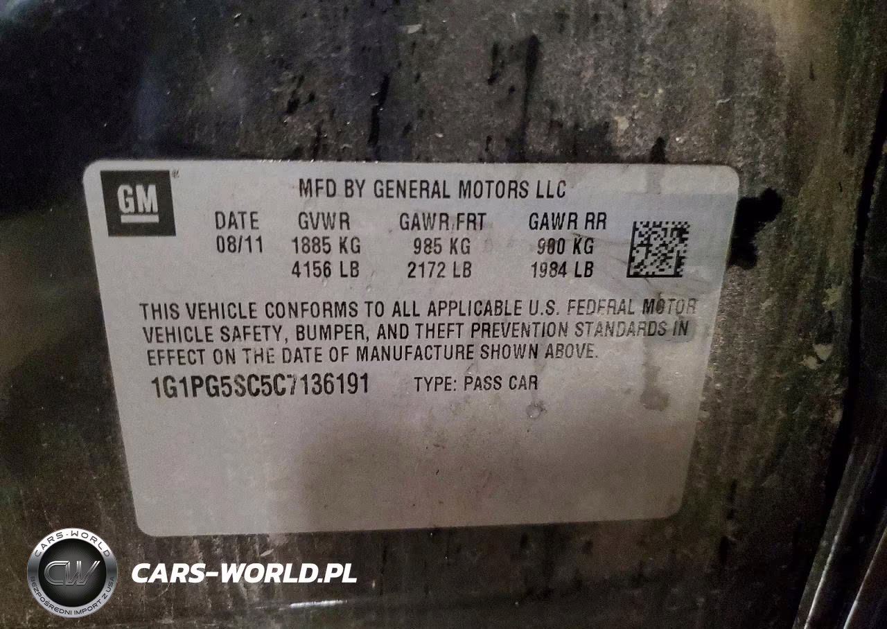 2012 Chevrolet Cruze Lt VIN:1G1PG5SC5C7136191 - 12