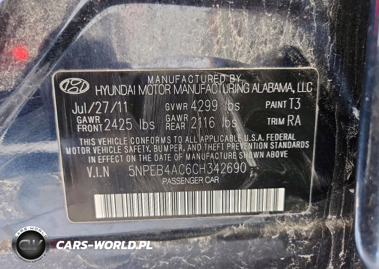 2012 Hyundai Sonata Gls VIN:5NPEB4AC6CH342690 - 12