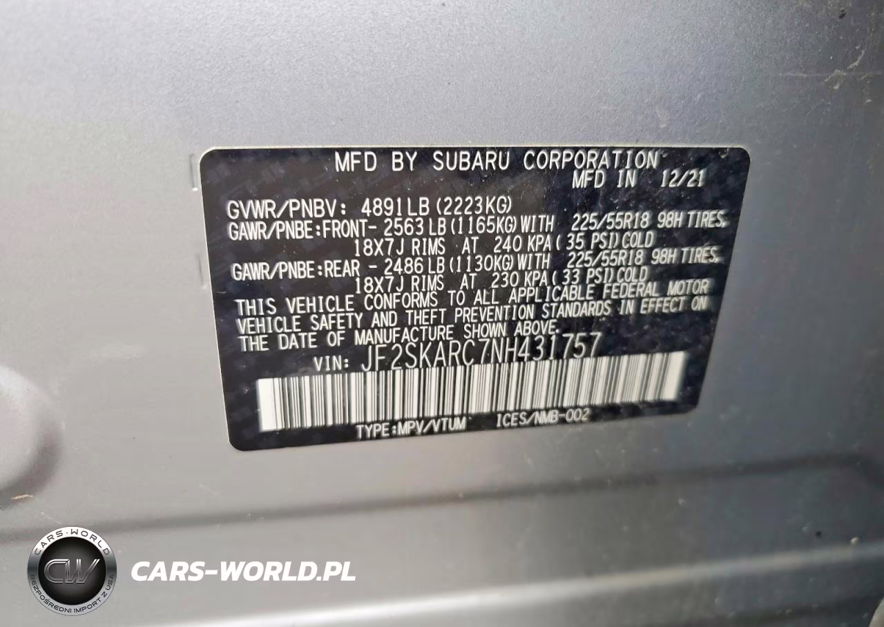2022 Subaru Forester Touring VIN:JF2SKARC7NH431757 - 14
