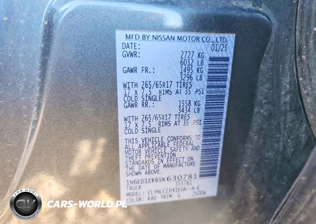 2025 Nissan Frontier Sv VIN:1N6ED1EK6SN630781 - 13