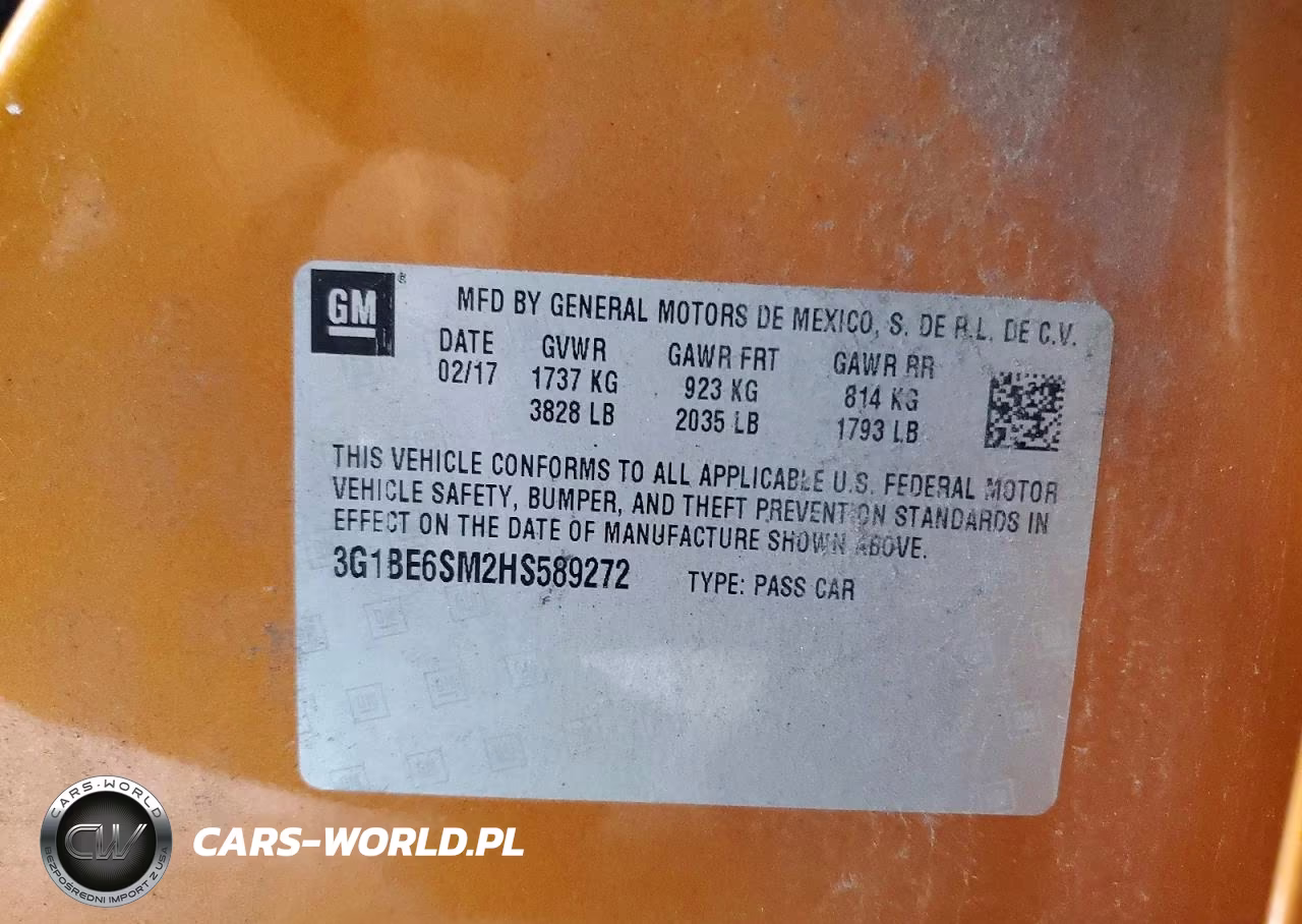 2017 Chevrolet Cruze Lt VIN:3G1BE6SM2HS589272 - 13