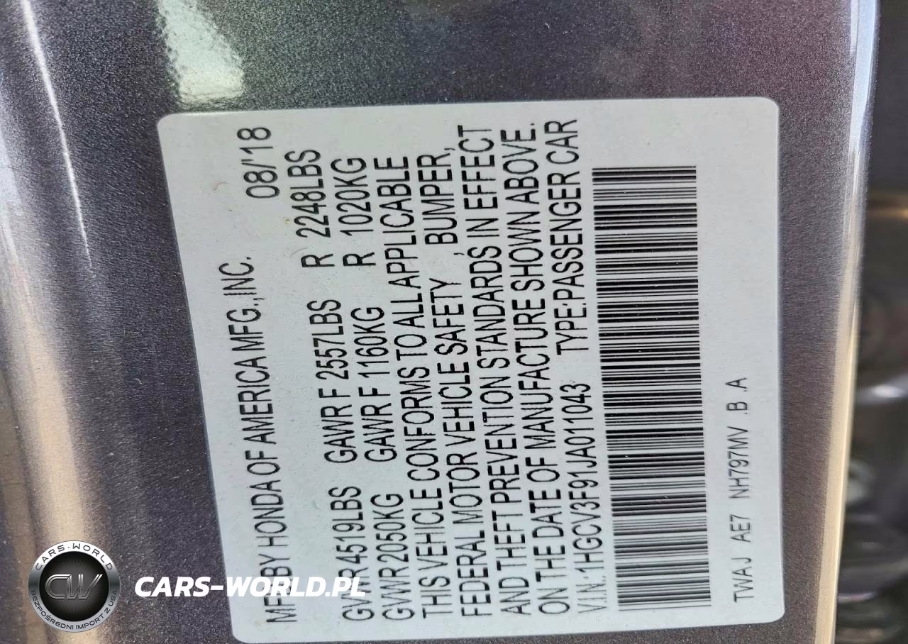 2018 Honda Accord Touring Hybrid VIN:1HGCV3F91JA011043 - 13