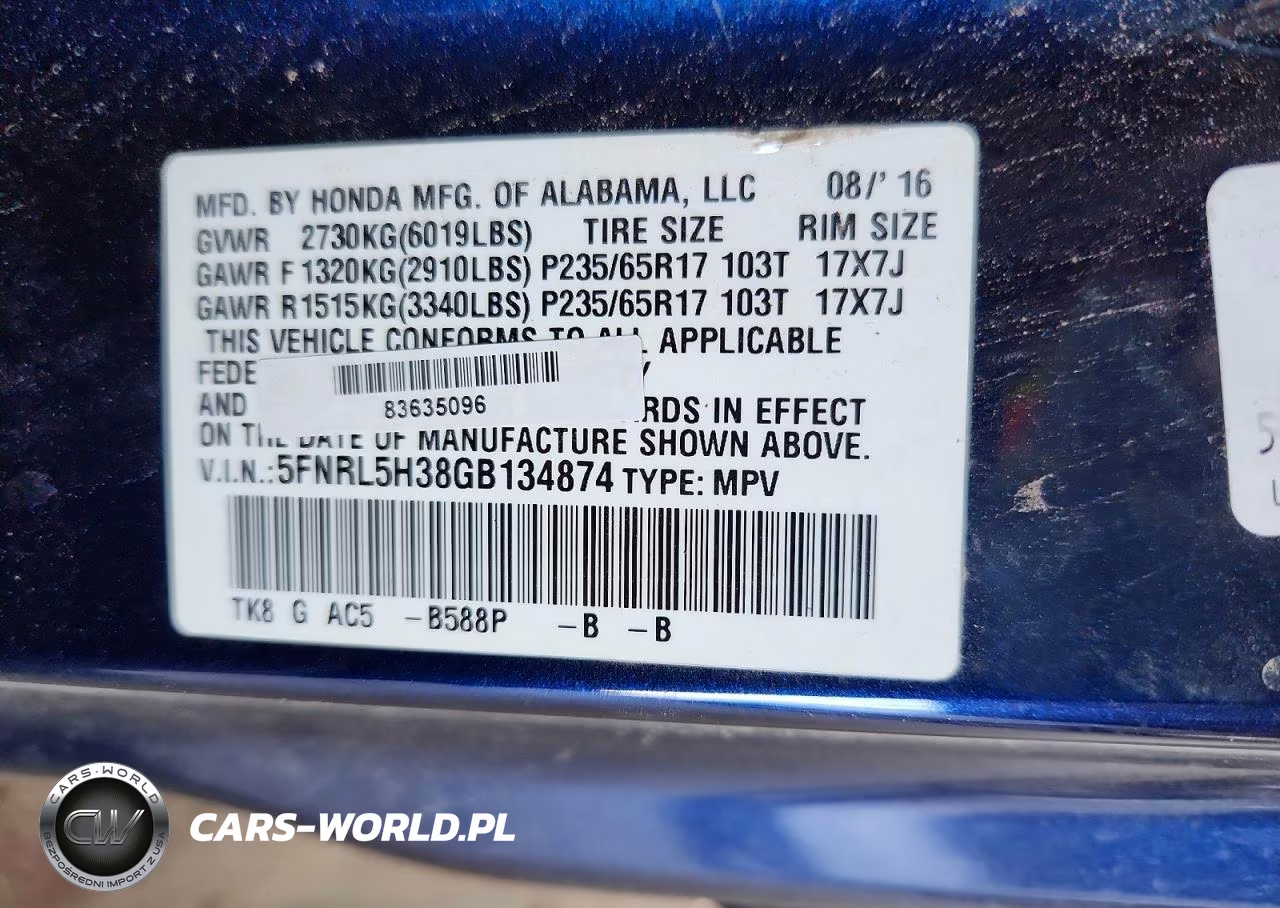 2016 Honda Odyssey Se VIN:5FNRL5H38GB134874 - 14