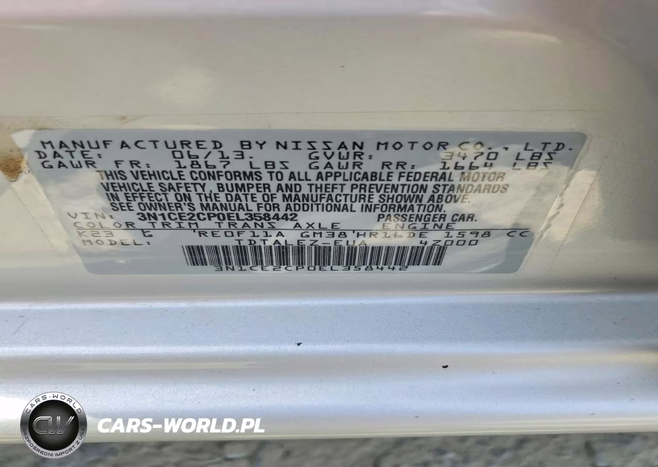 2014 Nissan Versa Note Sv VIN:3N1CE2CP0EL358442 - 12