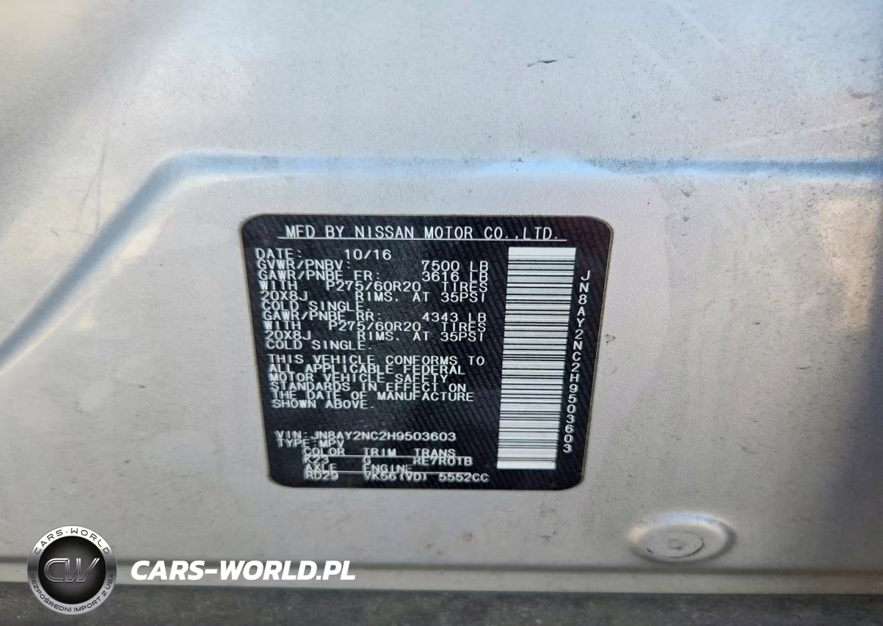 2017 Nissan Armada Platinum VIN:JN8AY2NC2H9503603 - 13