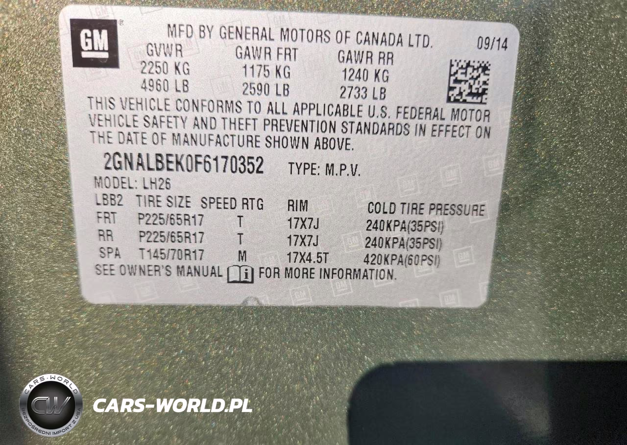 2015 Chevrolet Equinox Lt VIN:2GNALBEK0F6170352 - 13