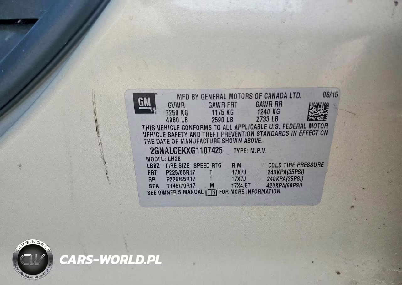 2016 Chevrolet Equinox Lt VIN:2GNALCEKXG1107425 - 13