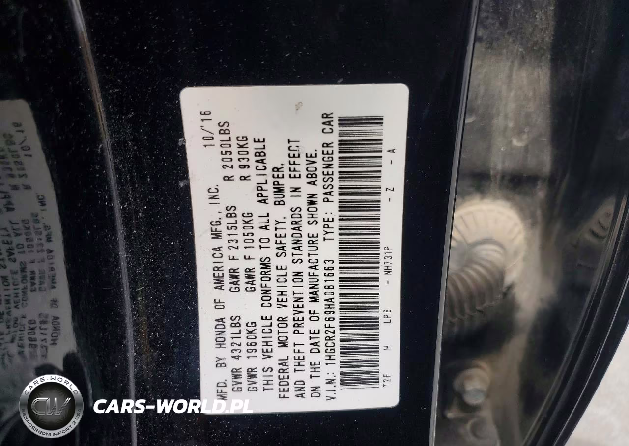 2017 Honda Accord Sport VIN:1HGCR2F69HA081663 - 12