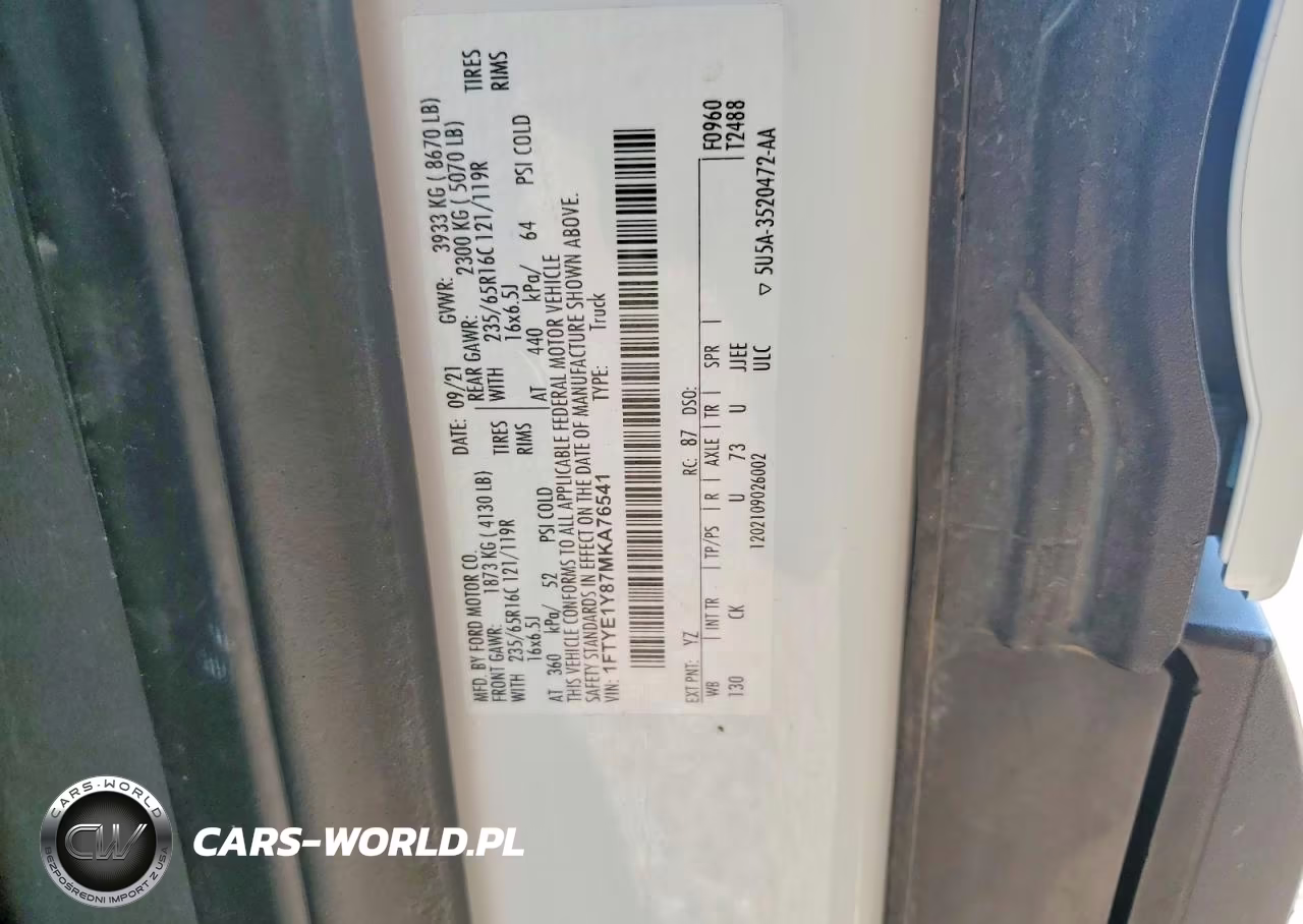 2021 Ford Transit 150 Utility - Service Van VIN:1FTYE1Y87MKA76541 - 13