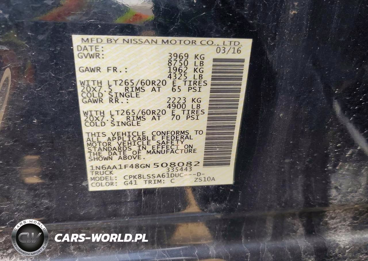 2016 Nissan Titan Xd Sv VIN:1N6AA1F48GN508082 - 12