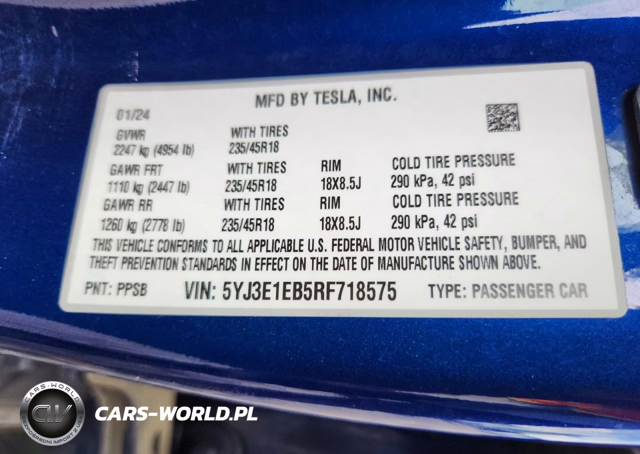 2024 Tesla Model 3 VIN:5YJ3E1EB5RF718575 - 13