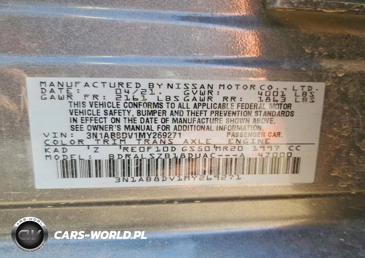 2021 Nissan Sentra Sr VIN:3N1AB8DV1MY269271 - 12