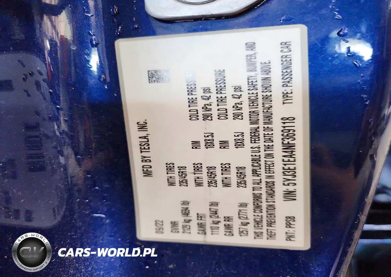 2022 Tesla Model 3 VIN:5YJ3E1EA4NF369118 - 13