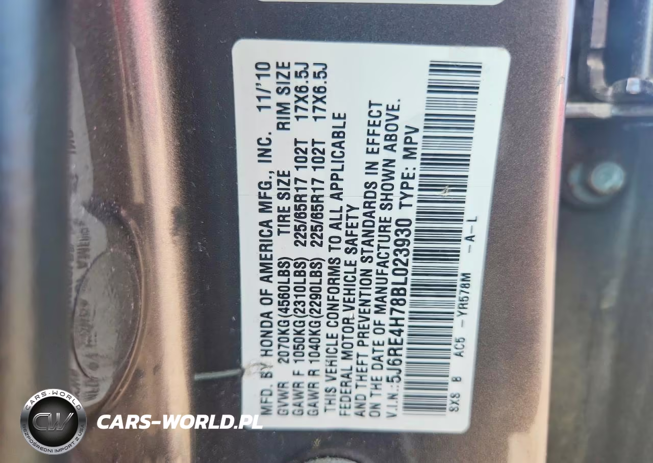2011 Honda Cr-V Exl VIN:5J6RE4H78BL023930 - 12