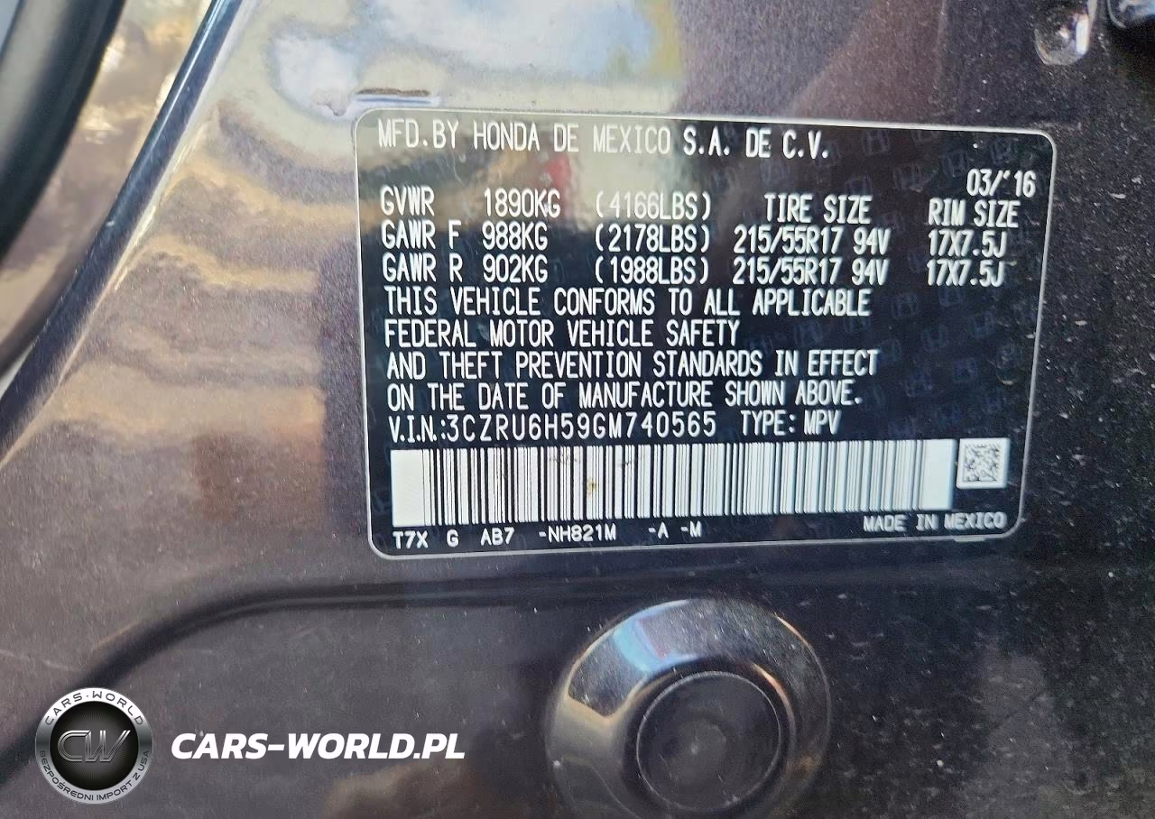 2016 Honda Hr-V Ex VIN:3CZRU6H59GM740565 - 12