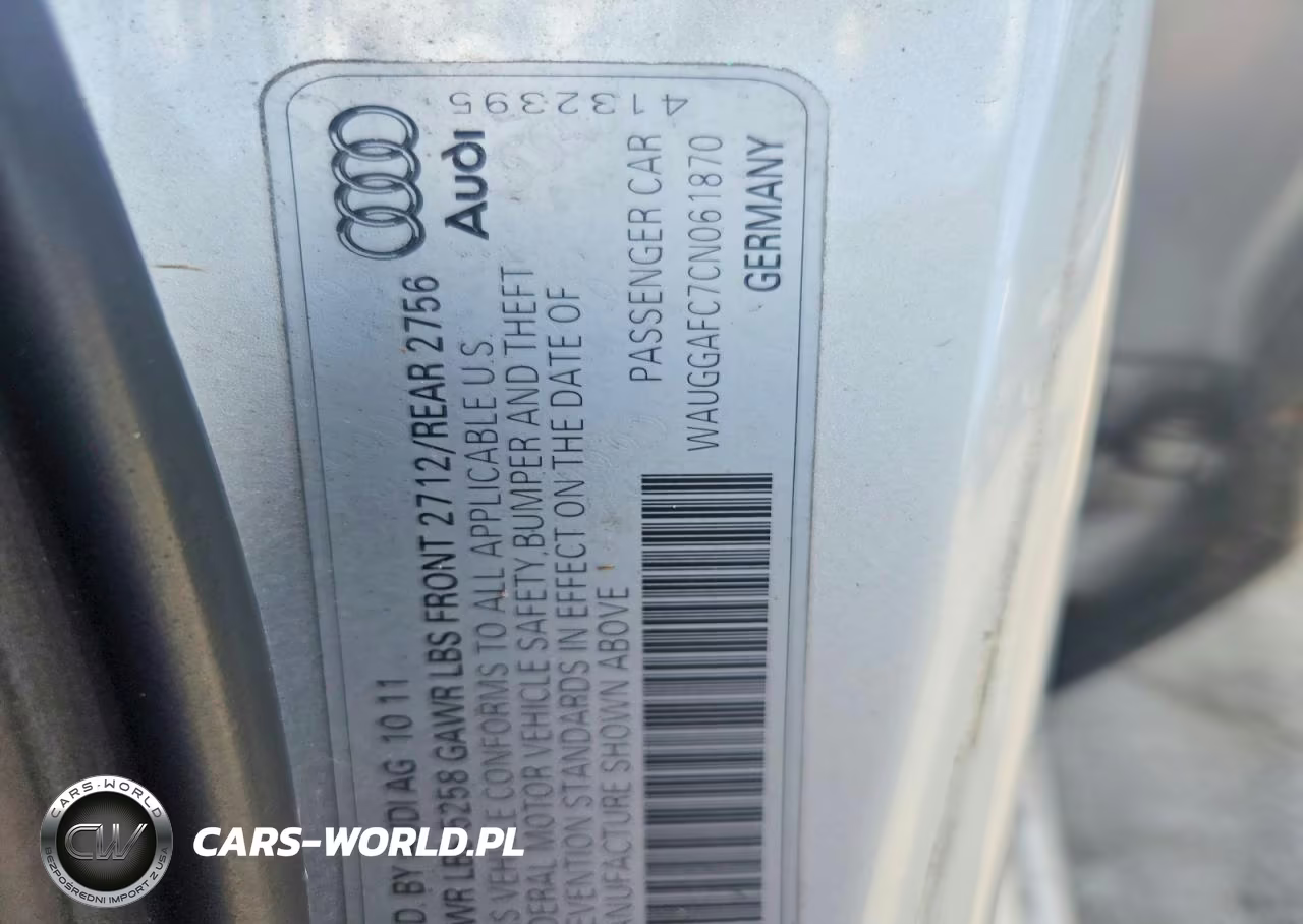 2012 Audi A6 Premium Plus VIN:WAUGGAFC7CN061870 - 13