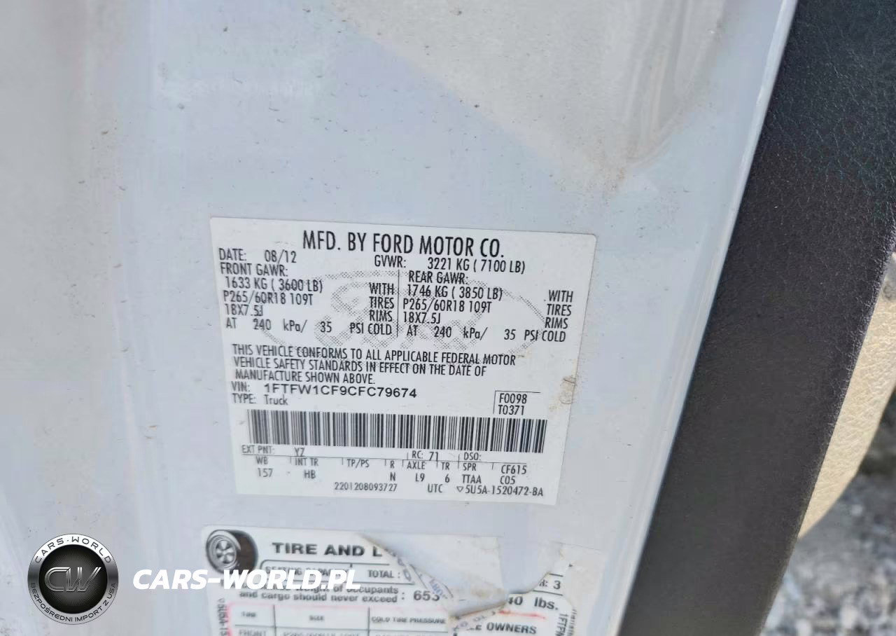 2012 Ford F150 Supercrew VIN:1FTFW1CF9CFC79674 - 12