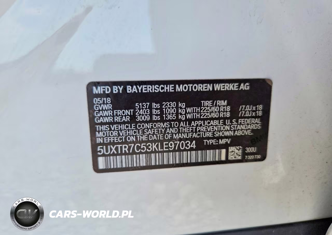 2019 BMW X3 Sdrive30I VIN:5UXTR7C53KLE97034 - 13