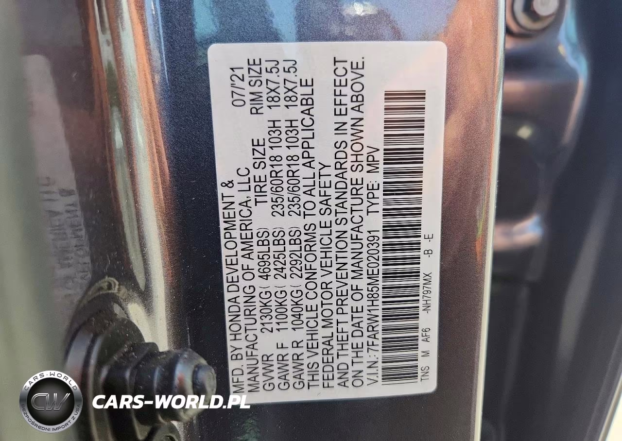 2021 Honda Cr-V Exl VIN:7FARW1H85ME020391 - 13