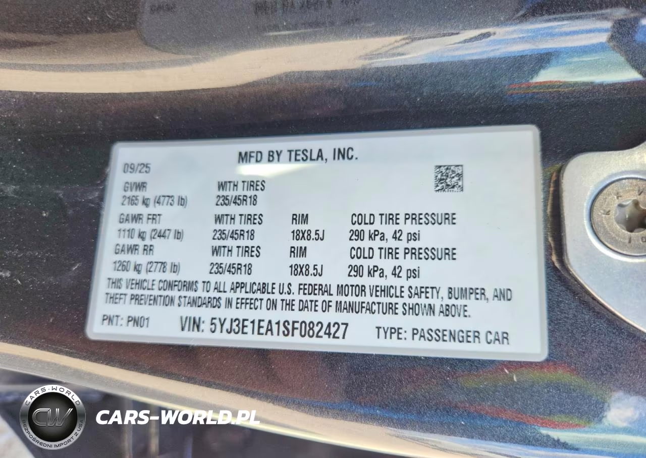 2025 Tesla Model 3 Long Range Rear-Wheel Drive-Standard Rear-Wheel Drive VIN:5YJ3E1EA1SF082427 - 13