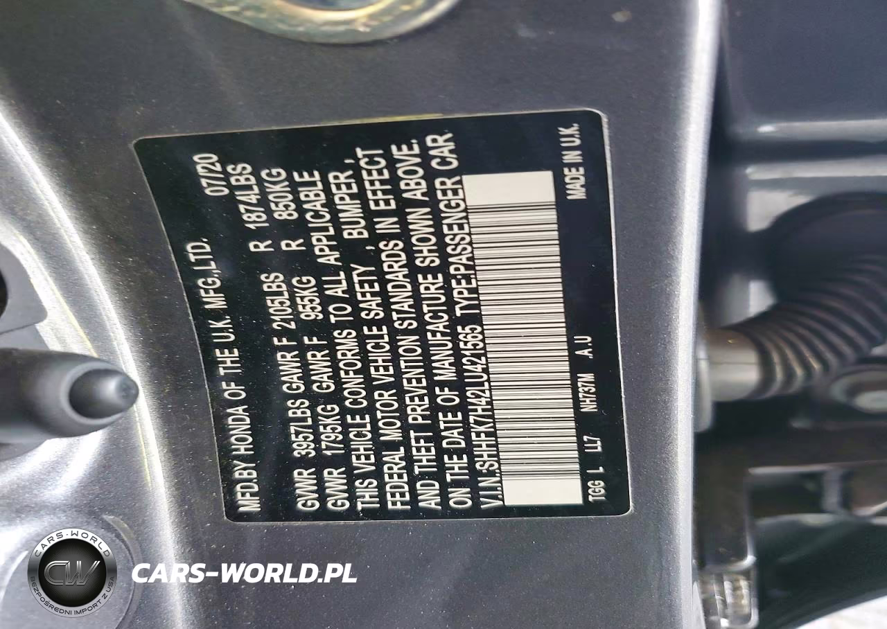 2020 Honda Civic Sport VIN:SHHFK7H42LU421565 - 12