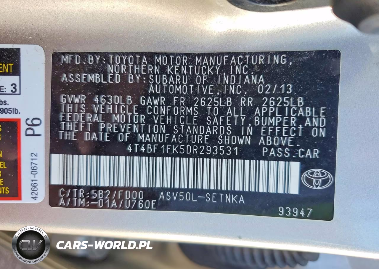 2013 Toyota Camry Le VIN:4T4BF1FK5DR293531 - 12