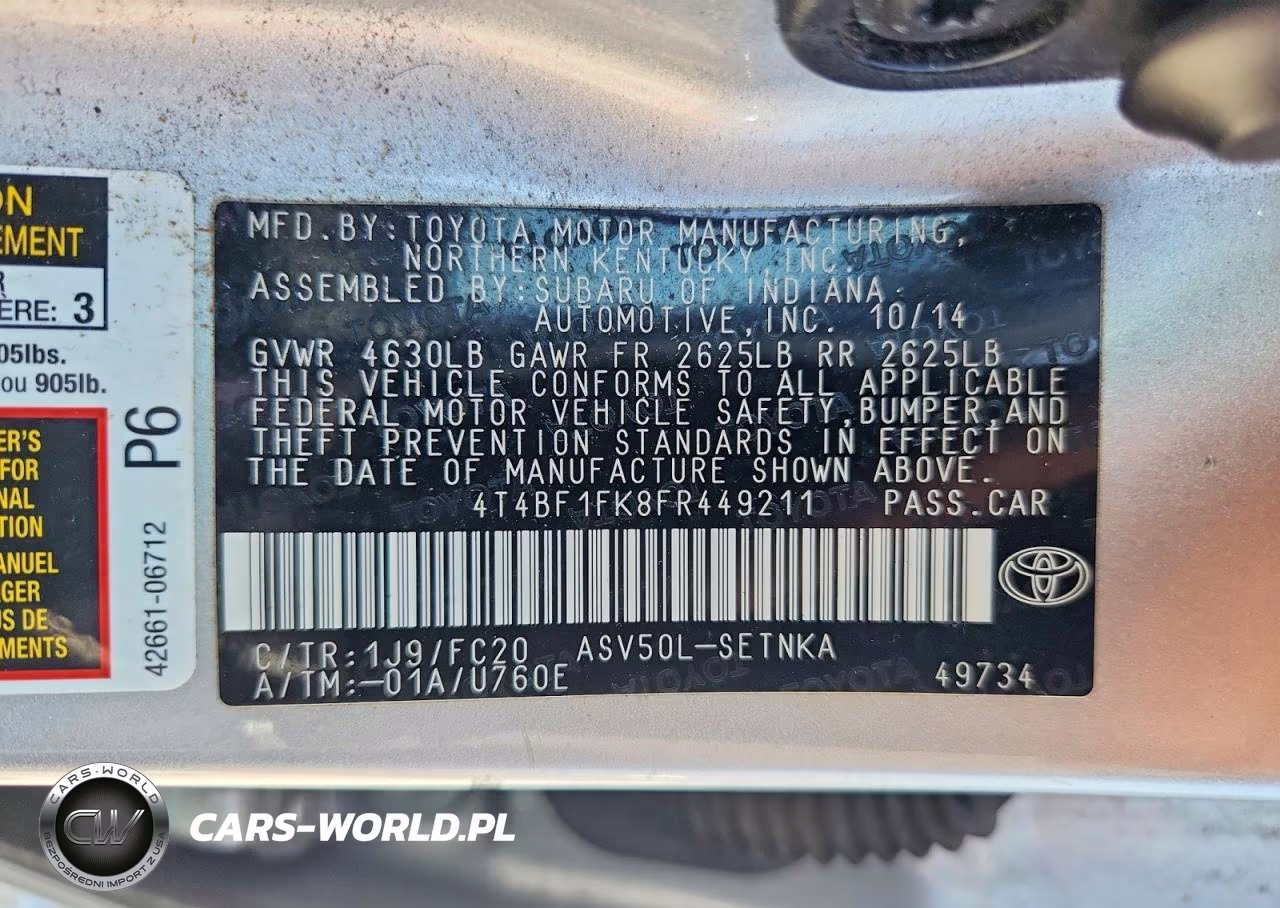 2015 Toyota Camry Le VIN:4T4BF1FK8FR449211 - 12