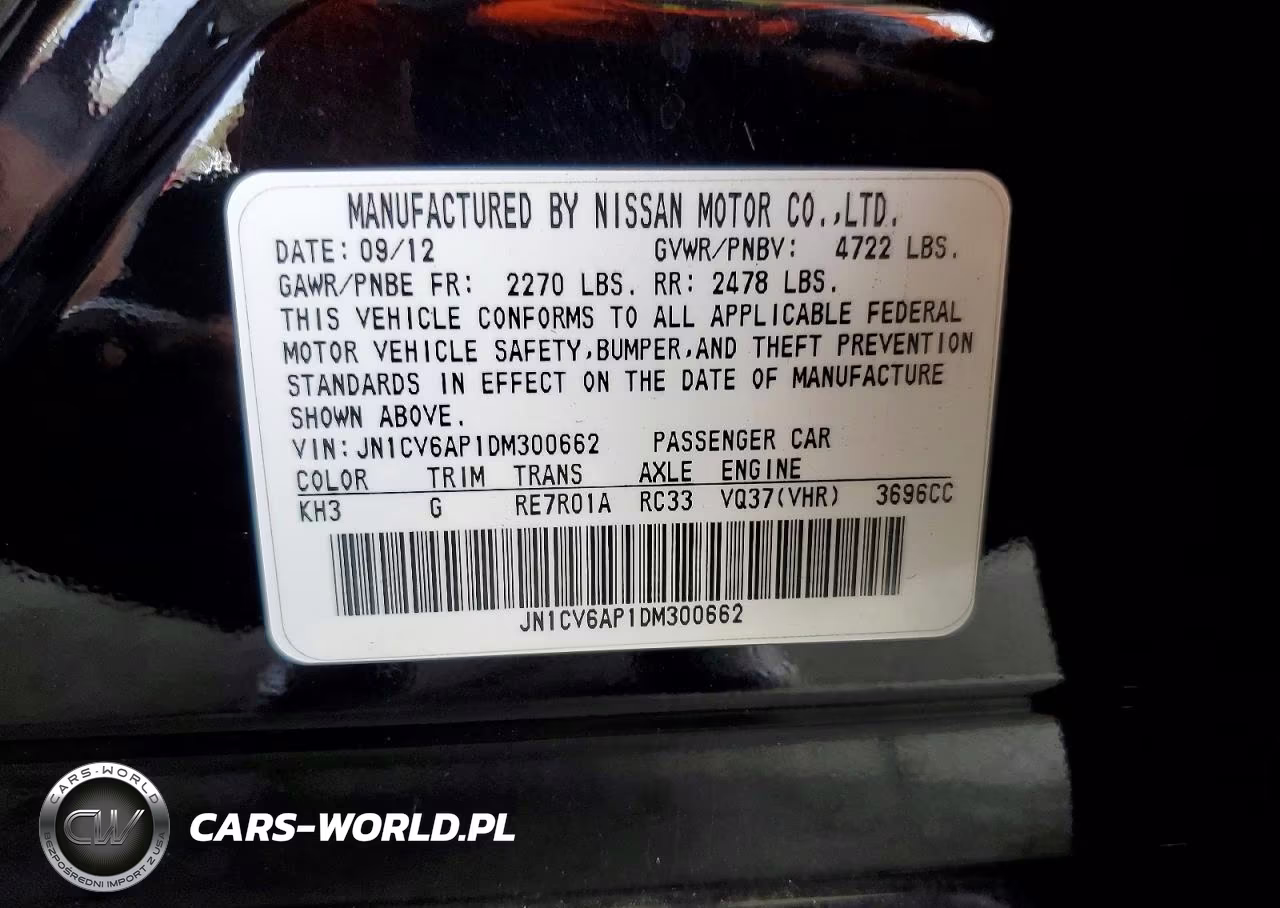 INFINITI G37 BASE VIN:JN1CV6AP1DM300662 - 13