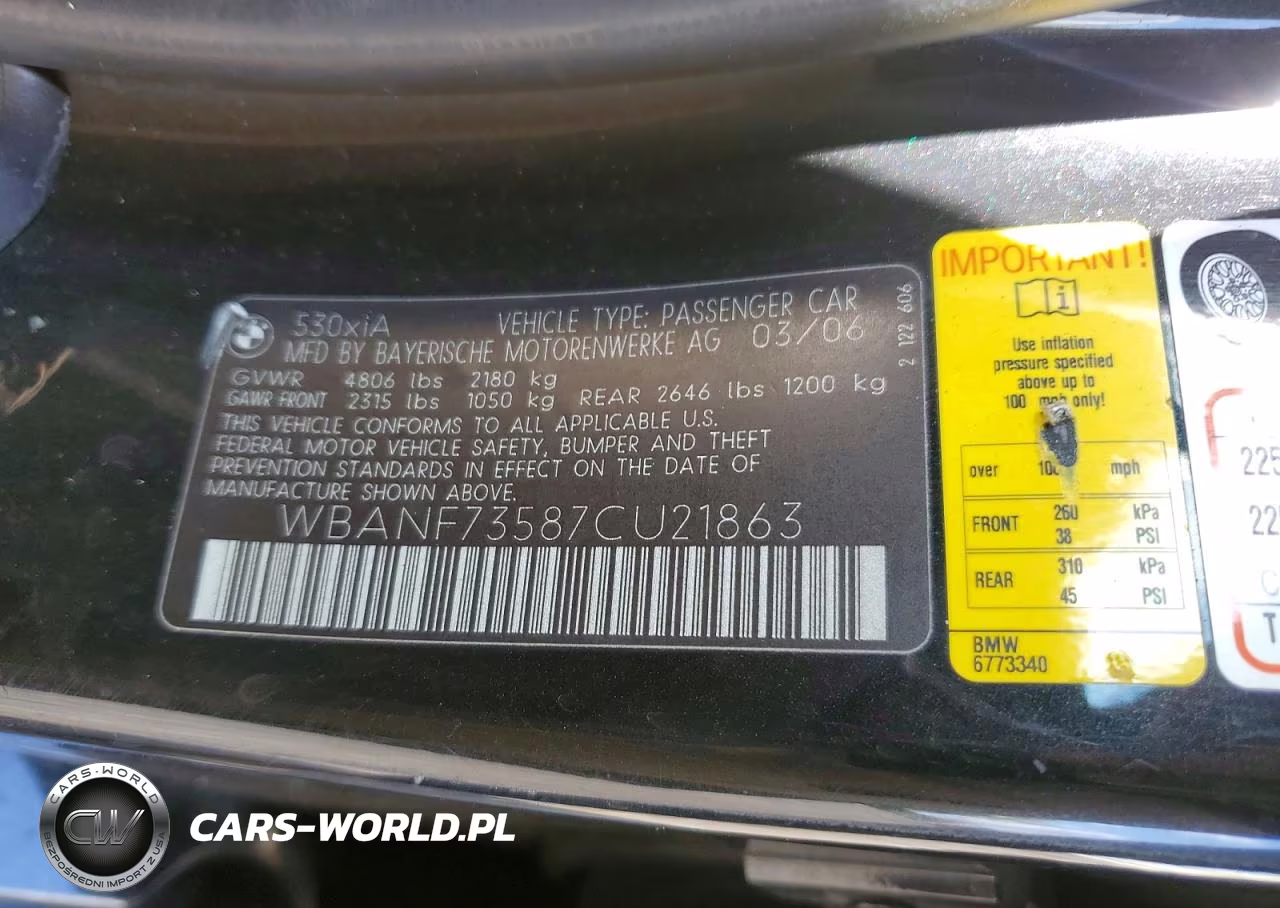 2007 BMW 530 Xi VIN:WBANF73587CU21863 - 12