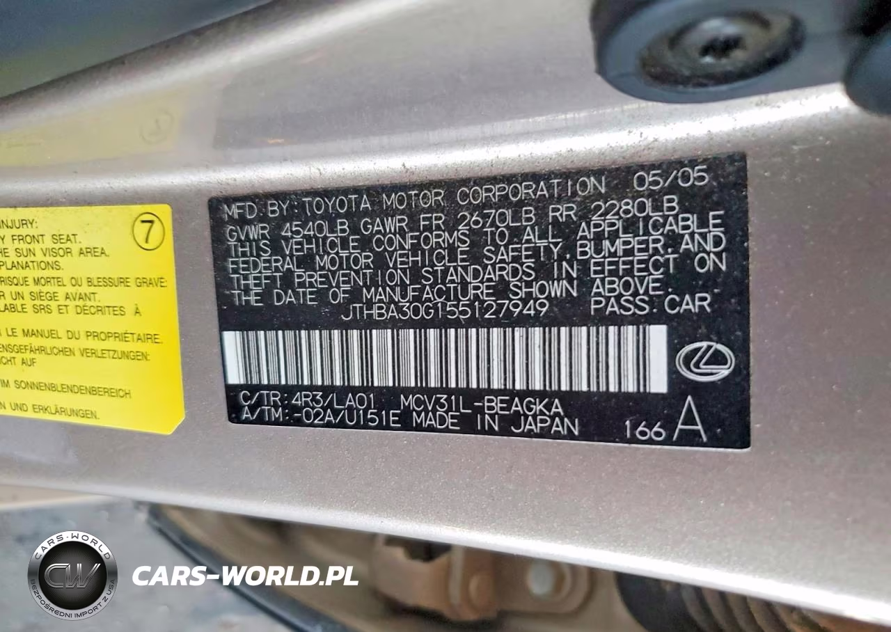 2005 Lexus Es 330 VIN:JTHBA30G155127949 - 12