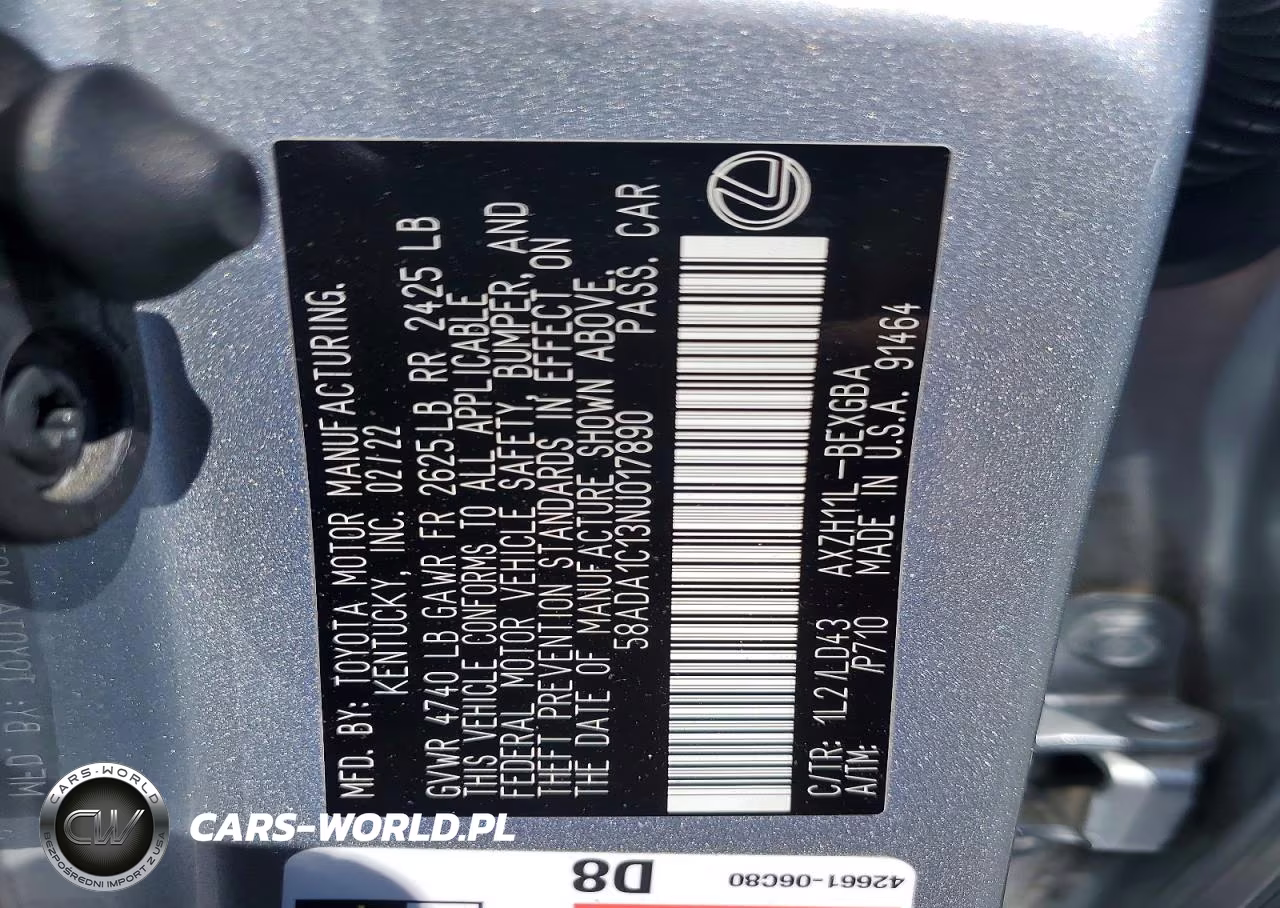 2022 Lexus Es 300H Base VIN:58ADA1C13NU017890 - 12