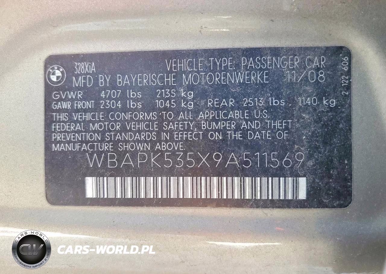 2009 BMW 328 Xi Sulev VIN:WBAPK535X9A511569 - 12
