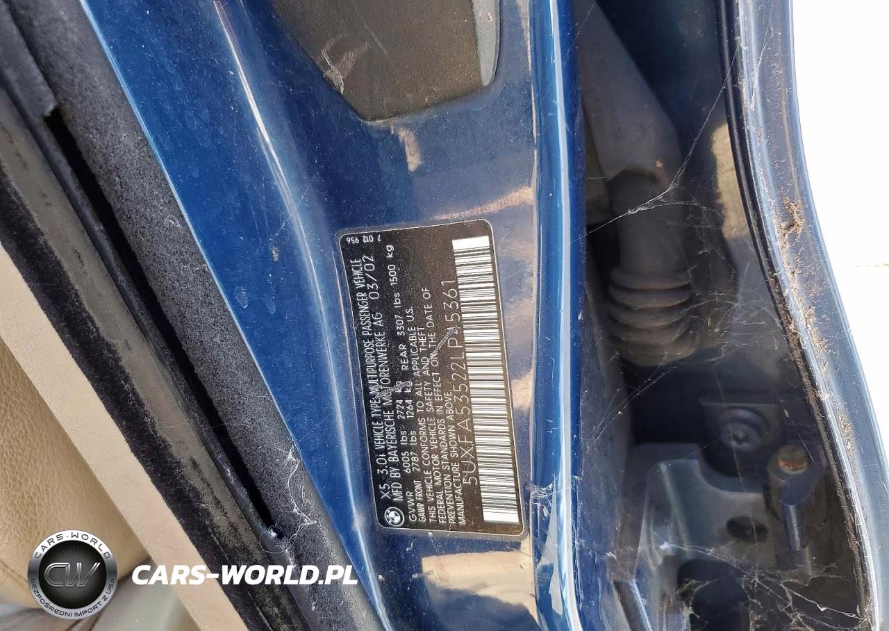 2002 BMW X5 3.0I VIN:5UXFA53522LP45361 - 12