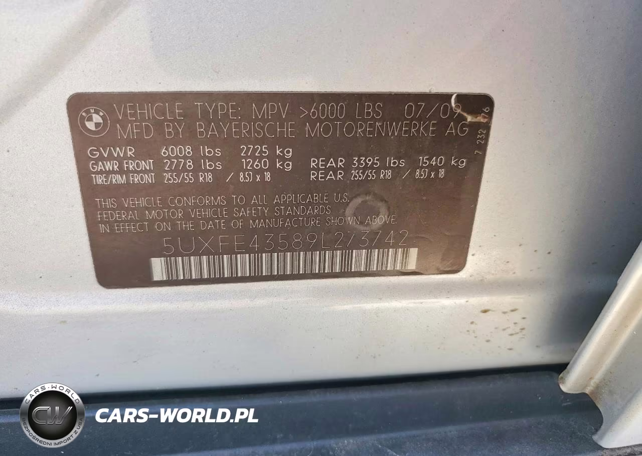 2009 BMW X5 xDrive30I VIN:5UXFE43589L273742 - 13