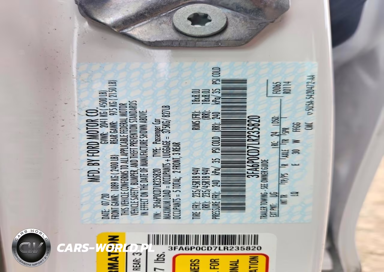 2020 Ford Fusion Sel VIN:3FA6P0CD7LR235820 - 12