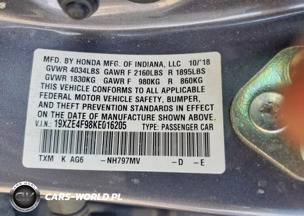 2019 Honda Insight Touring VIN:19XZE4F98KE016205 - 12