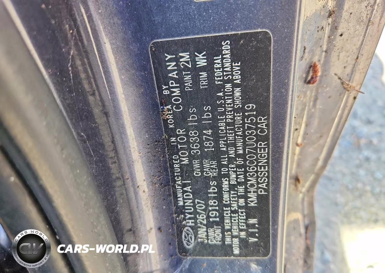 2007 Hyundai Accent Gs VIN:KMHCM36C07U037519 - 12