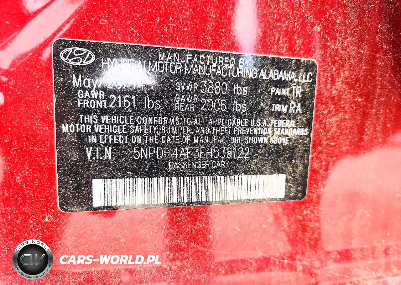 2014 Hyundai Elantra Se VIN:5NPDH4AE3EH539122 - 12