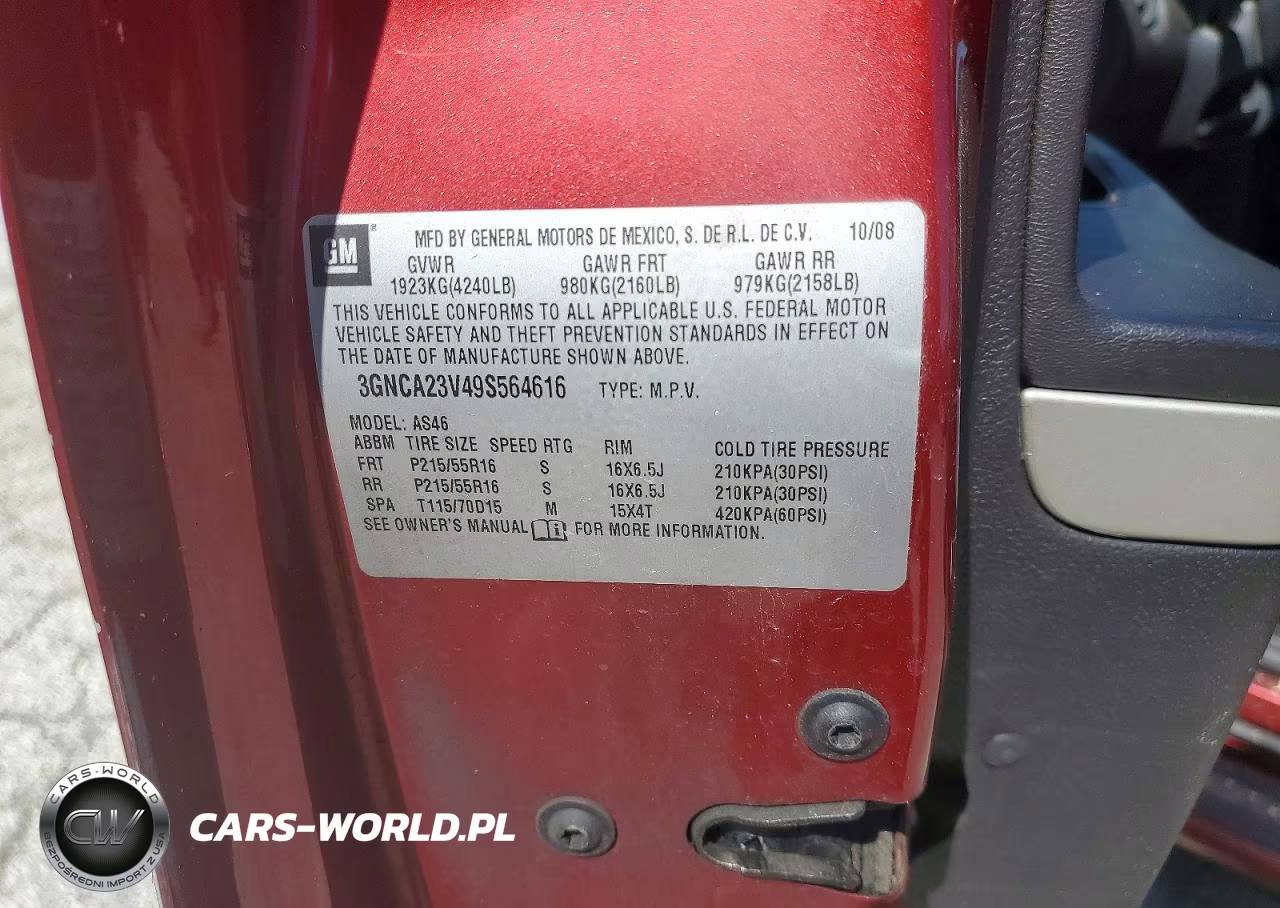 2009 Chevrolet Hhr Lt VIN:3GNCA23V49S564616 - 13