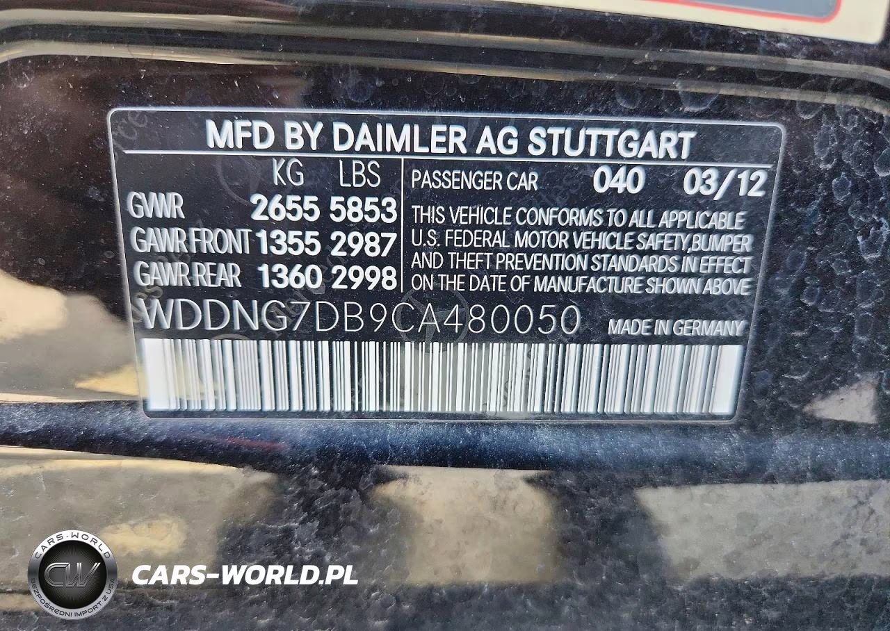 2012 Mercedes-Benz S 550 VIN:WDDNG7DB9CA480050 - 12